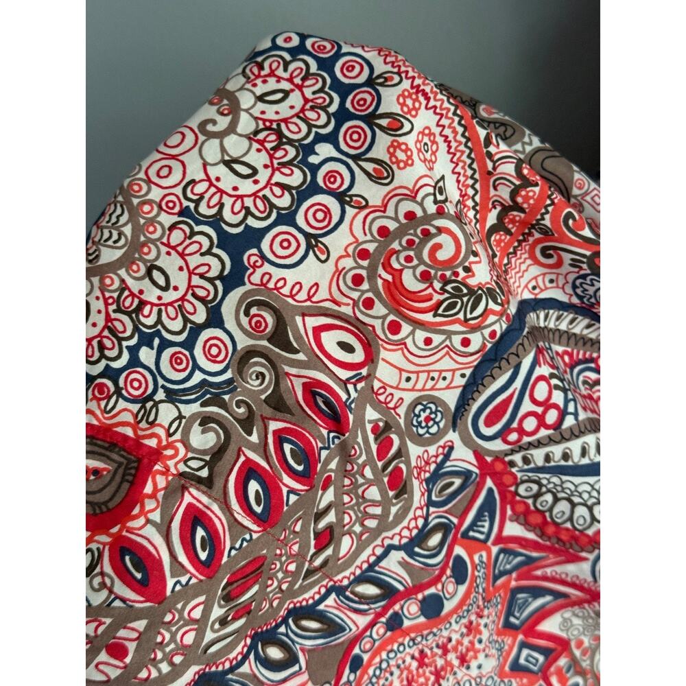 Banana Republic Women S 100% Silk Paisley Shirt Dress Red Navy Boho Preppy - Picture 4 of 6
